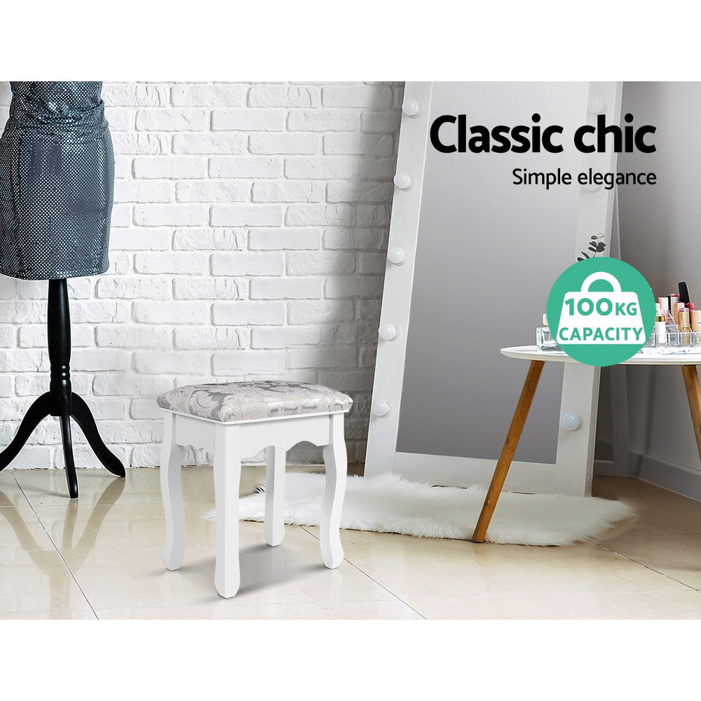 Marlook Dressing Table Stool Velvet White