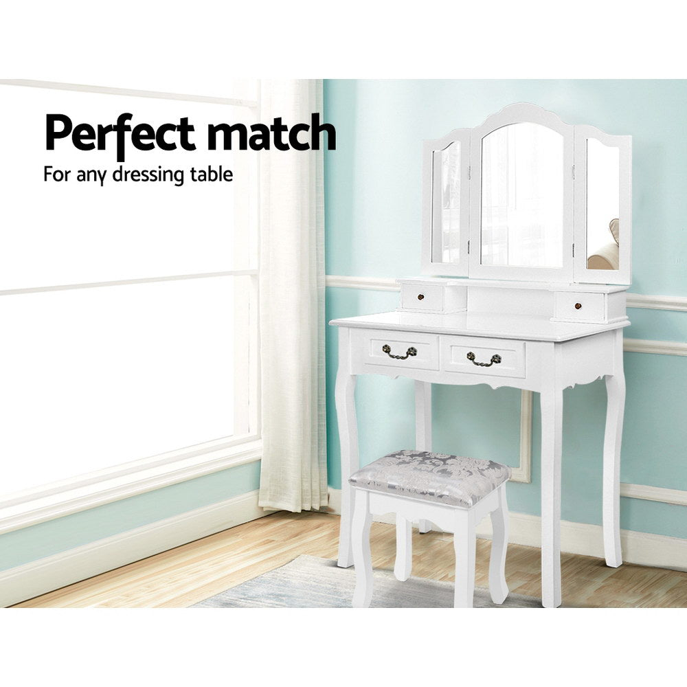 Marlook Dressing Table Stool Velvet White