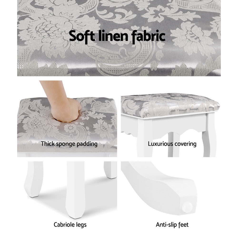 Marlook Dressing Table Stool Velvet White
