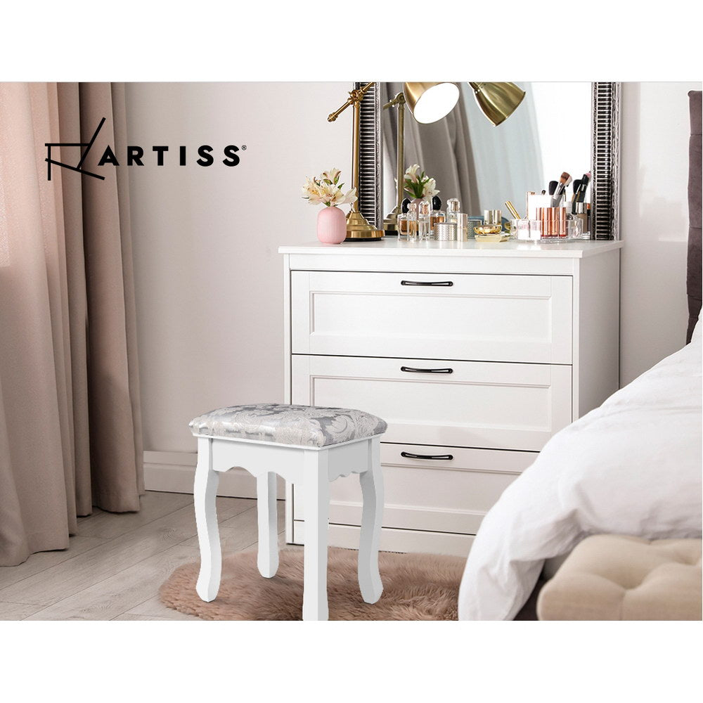 Marlook Dressing Table Stool Velvet White