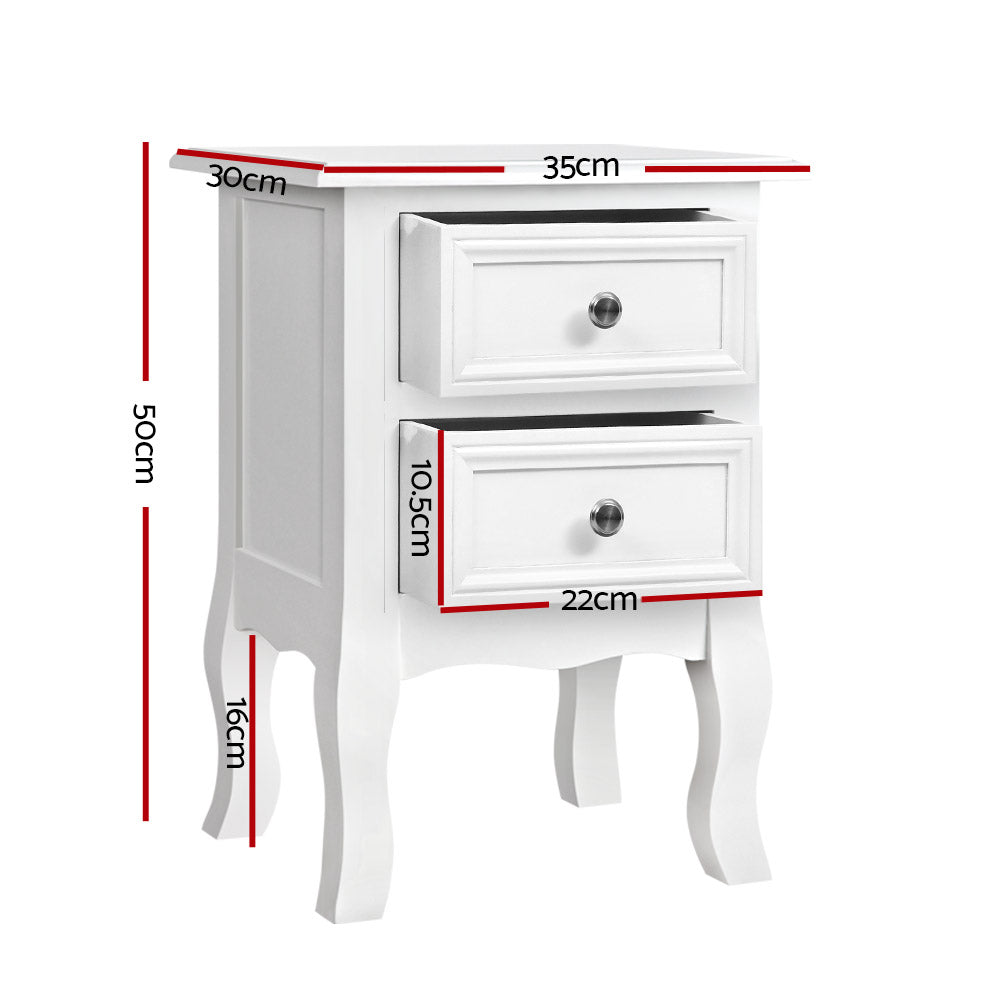 Marlook Bedside Table 2 Drawers - BISSET White