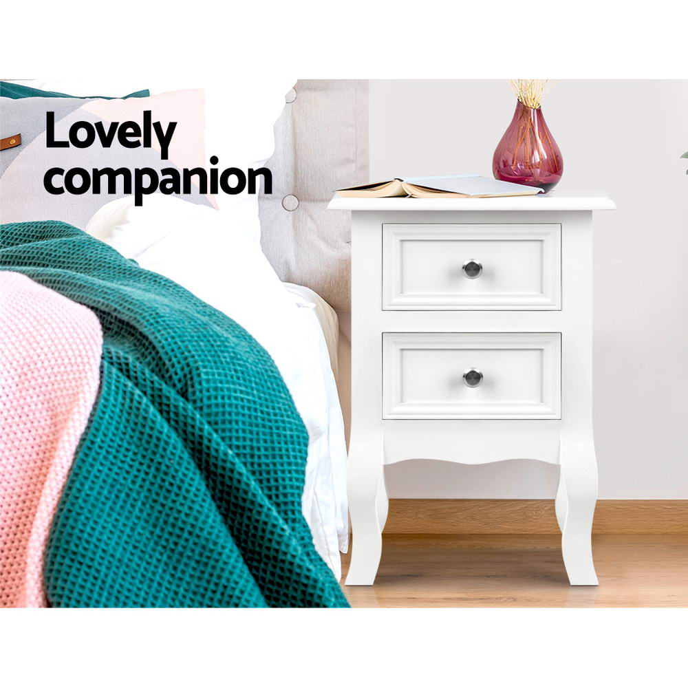 Marlook Bedside Table 2 Drawers - BISSET White