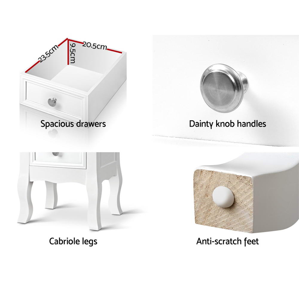 Marlook Bedside Table 2 Drawers - BISSET White