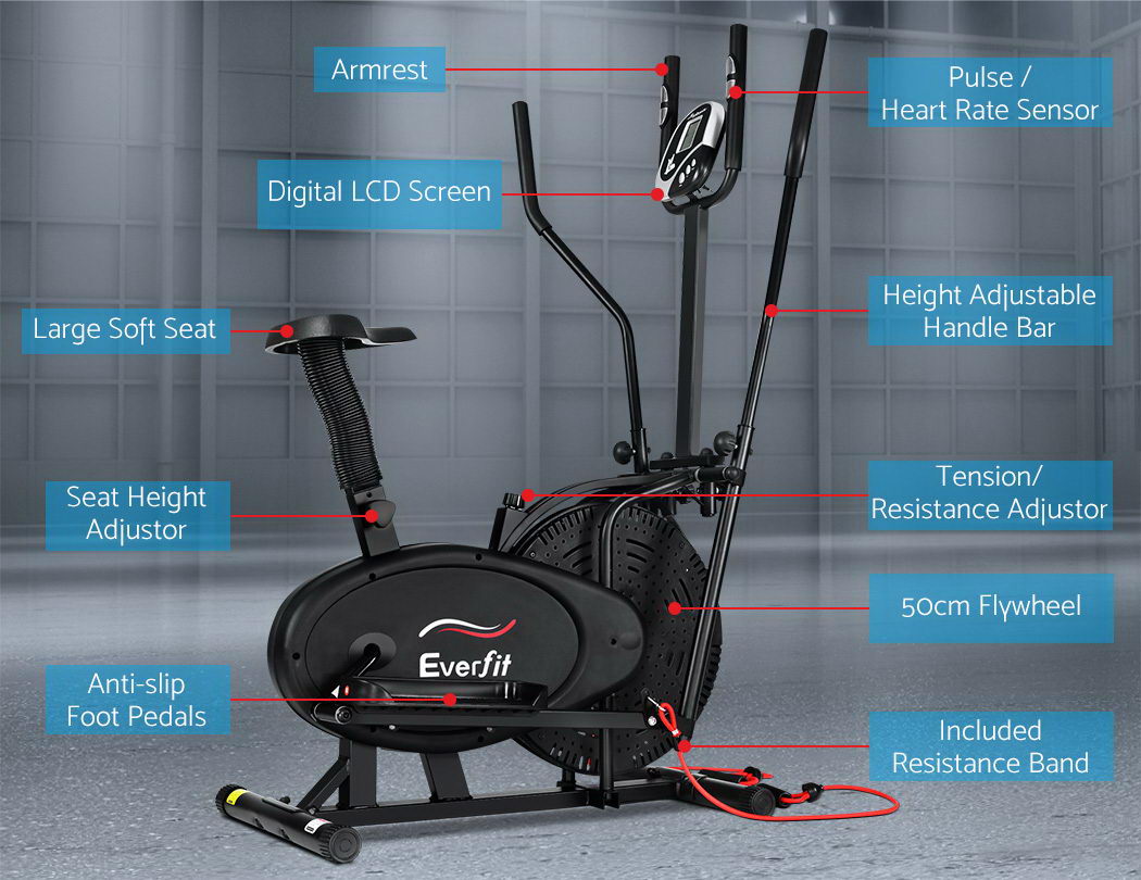 Marlook Exercise Bike 5 in 1 Elliptical Cross Trainer Home Gym Indoor Cardio