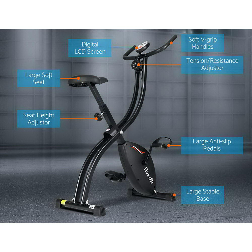 Marlook Folding Exercise Bike Magnetic X-Bike Bicycle Indoor Cycling Cardio