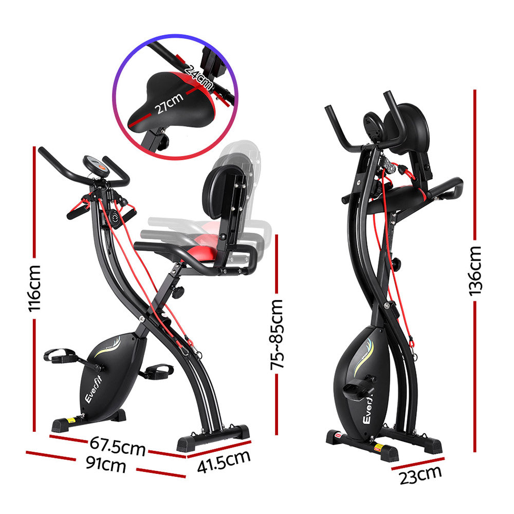 Marlook Folding Exercise Bike Magnetic X-Bike Indoor Cycling Resistance Rope