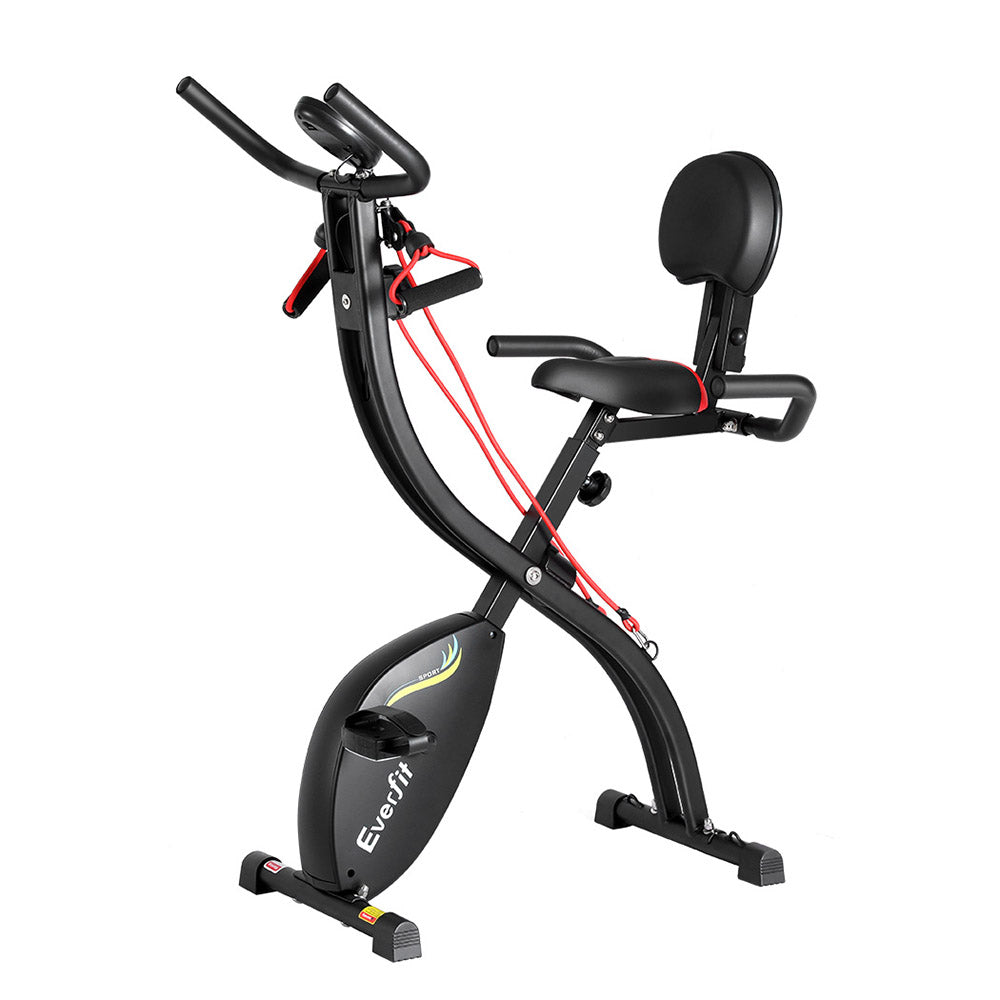 Marlook Folding Exercise Bike Magnetic X-Bike Indoor Cycling Resistance Rope