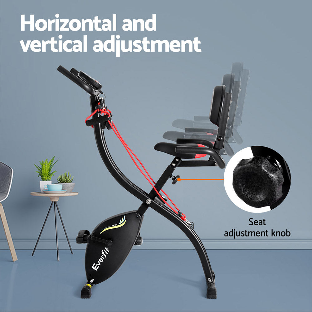 Marlook Folding Exercise Bike Magnetic X-Bike Indoor Cycling Resistance Rope