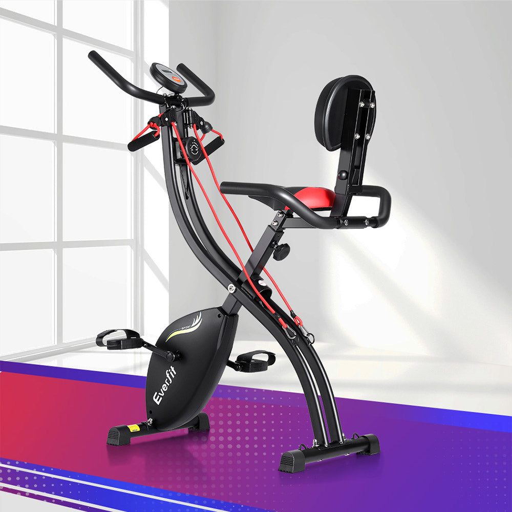 Marlook Folding Exercise Bike Magnetic X-Bike Indoor Cycling Resistance Rope