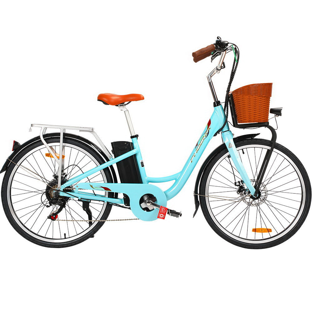 Marlook 26 Inch Electric Bike Urban Bicycle eBike Removable Battery Blue