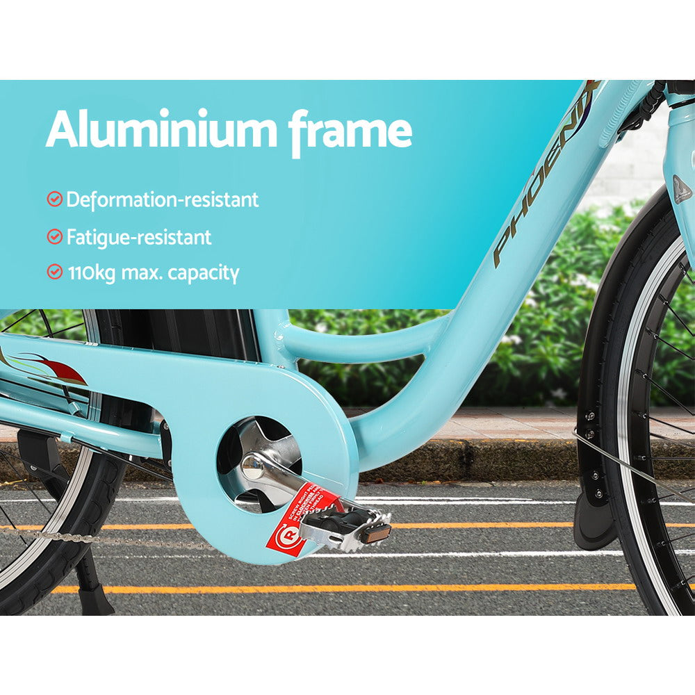 Marlook 26 Inch Electric Bike Urban Bicycle eBike Removable Battery Blue