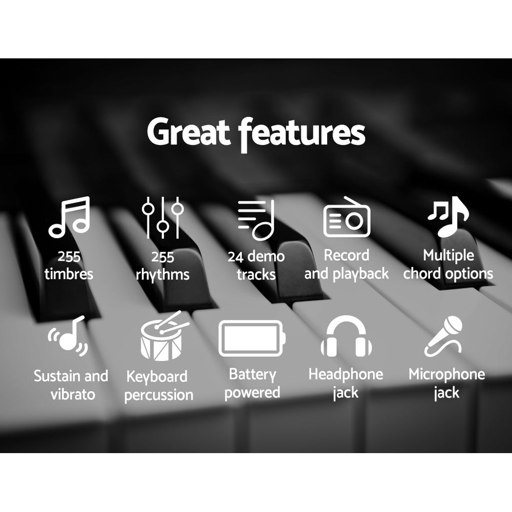 Marlook 61 Keys Electronic Piano Keyboard Digital Electric w/ Stand Beginner Silver