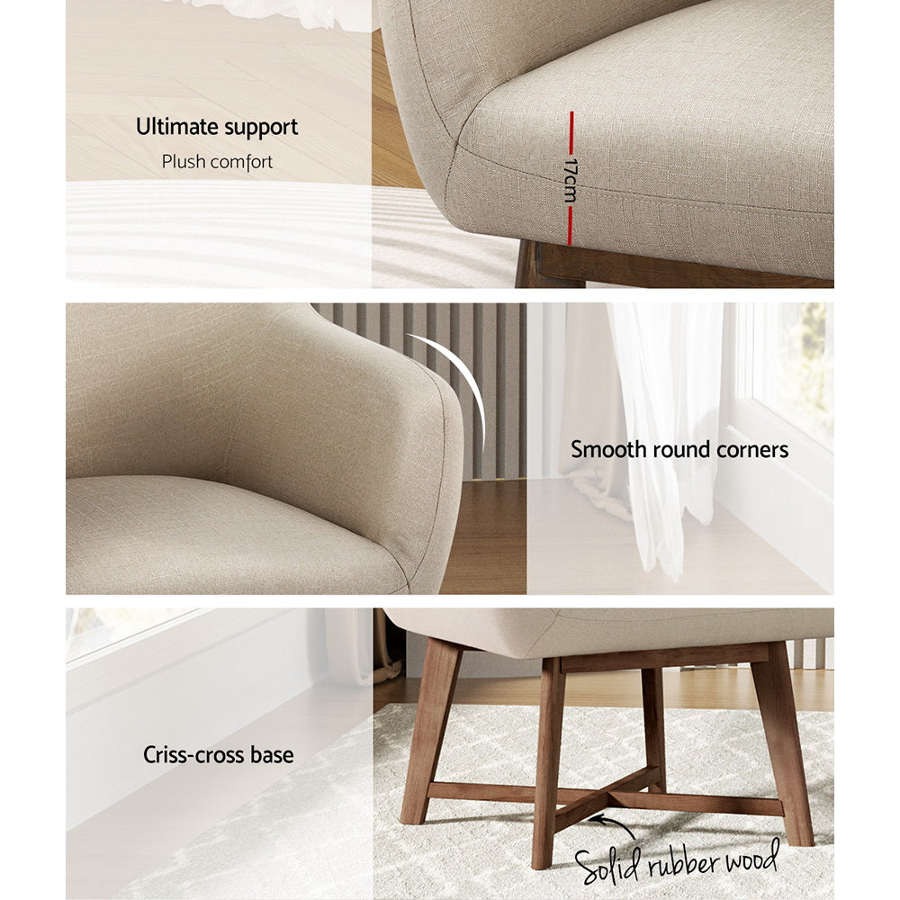 Marlook Fabric Tub Lounge Armchair - Beige