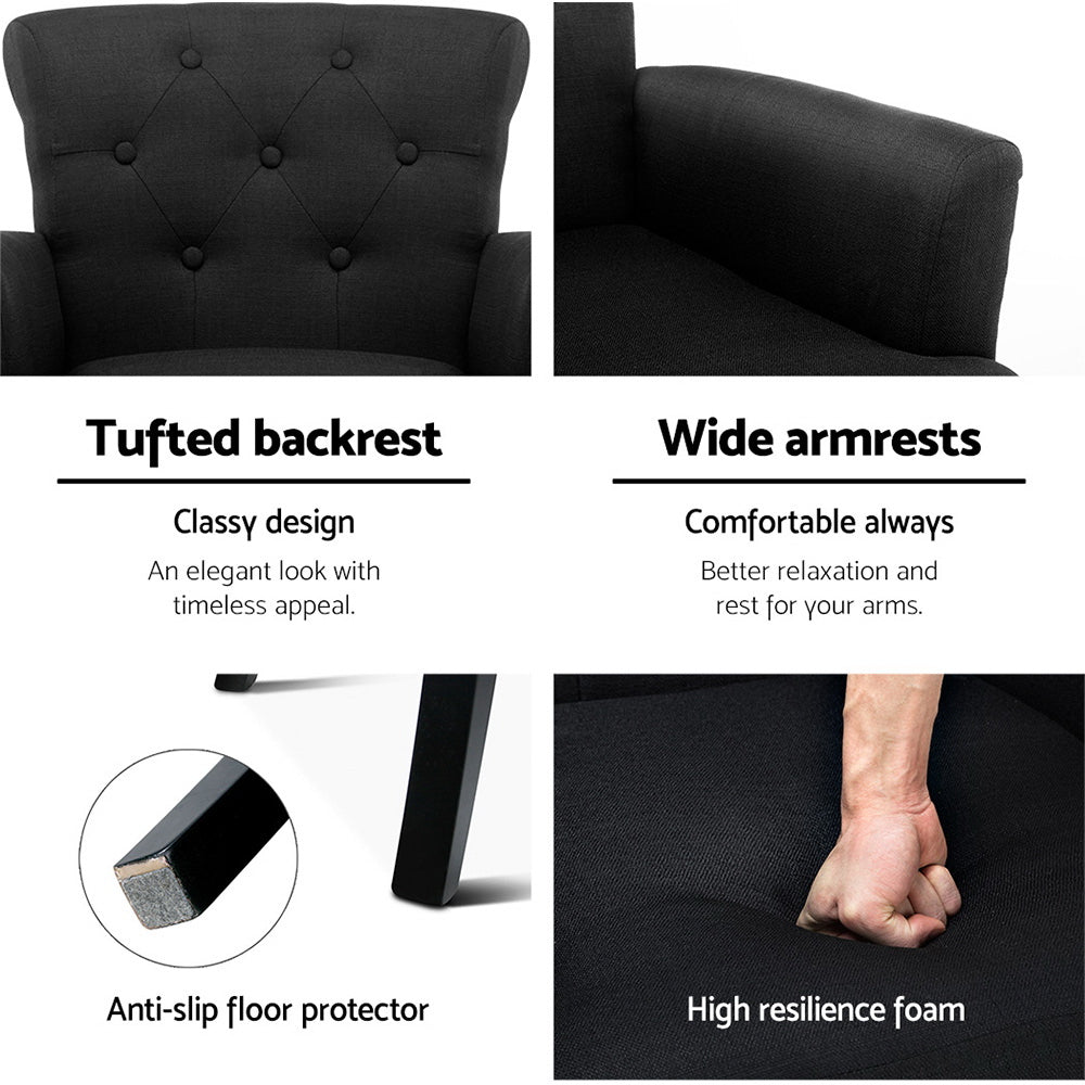 Marlook Armchair Wingback Charcoal Lothair