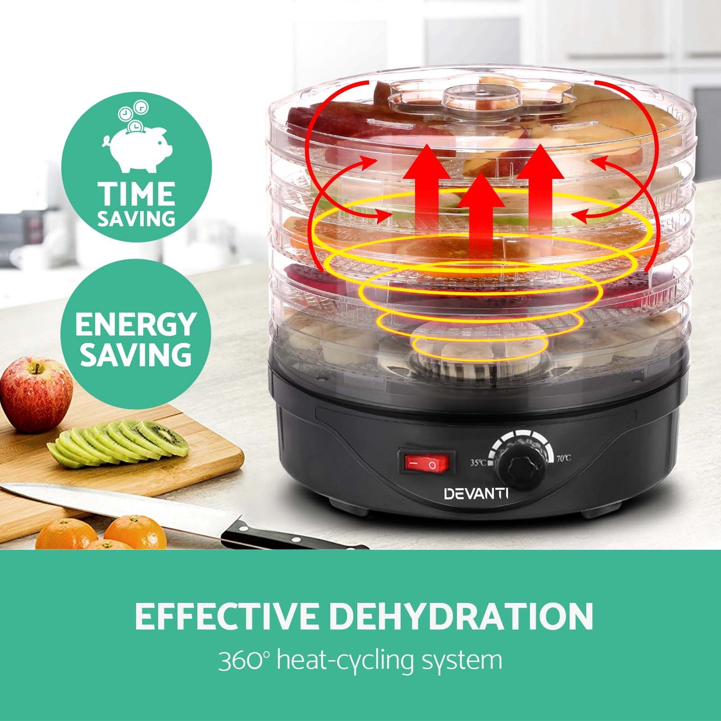 Marlook 5 Trays Food Dehydrator Fruit Dehydrators Pet Beef Jerky Dryer Black