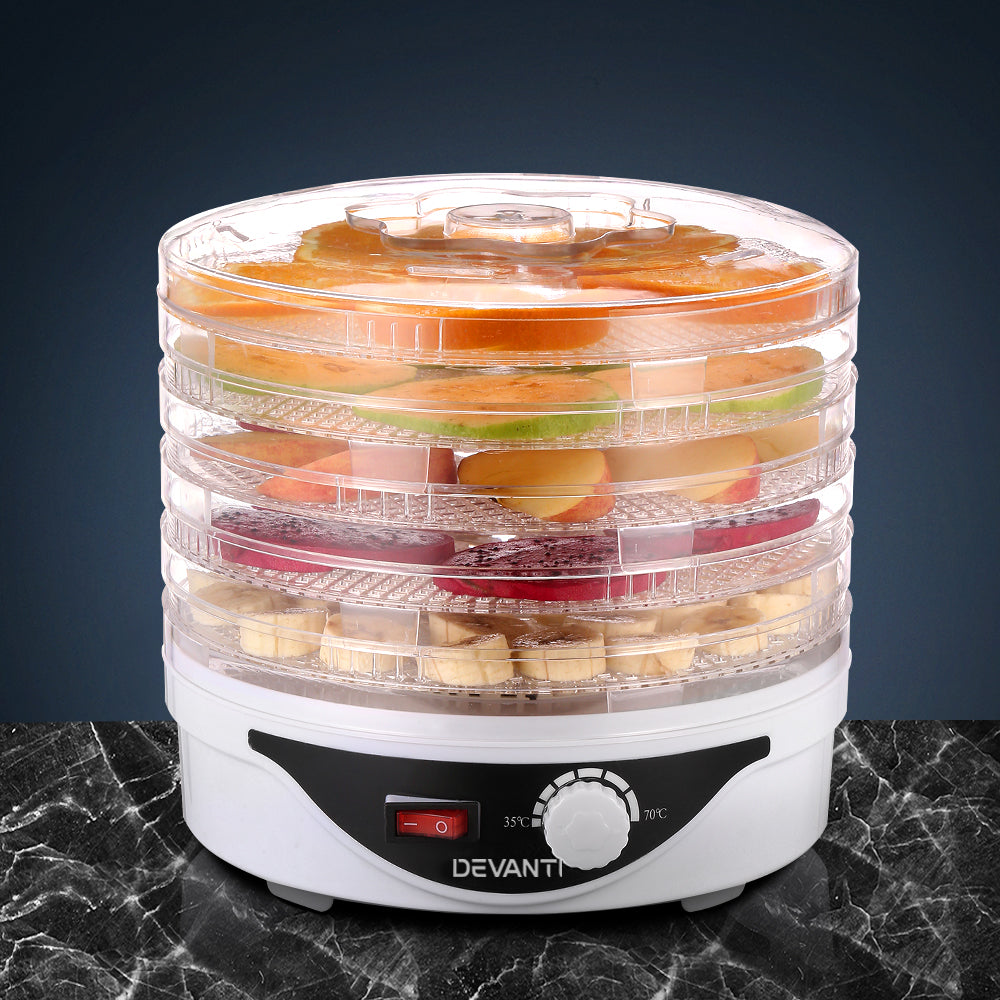Marlook 5 Trays Food Dehydrator Fruit Dehydrators Pet Beef Jerky Dryer White