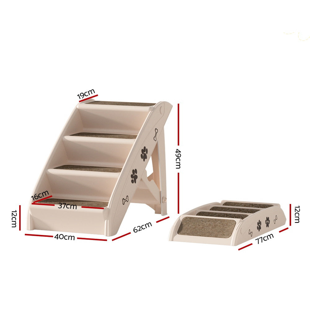 Marlook Dog Ramp Steps For Bed Sofa Car Pet Stairs Ladder Portable Foldable Beige