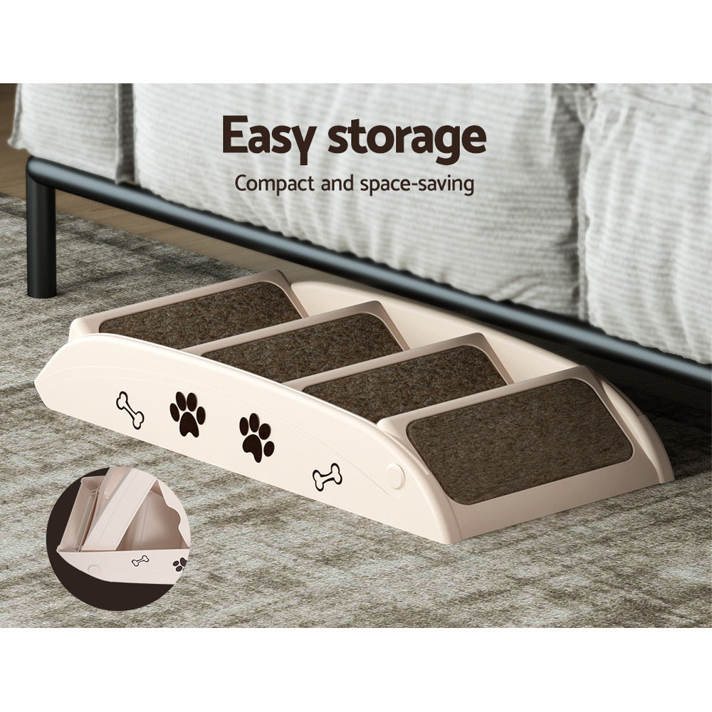 Marlook Dog Ramp Steps For Bed Sofa Car Pet Stairs Ladder Portable Foldable Beige