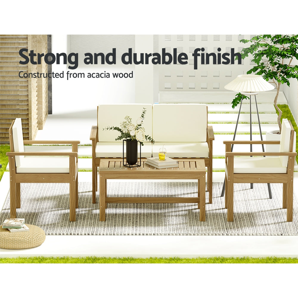 Marlook 4-Piece Outdoor Sofa Set Wooden Couch Lounge Setting