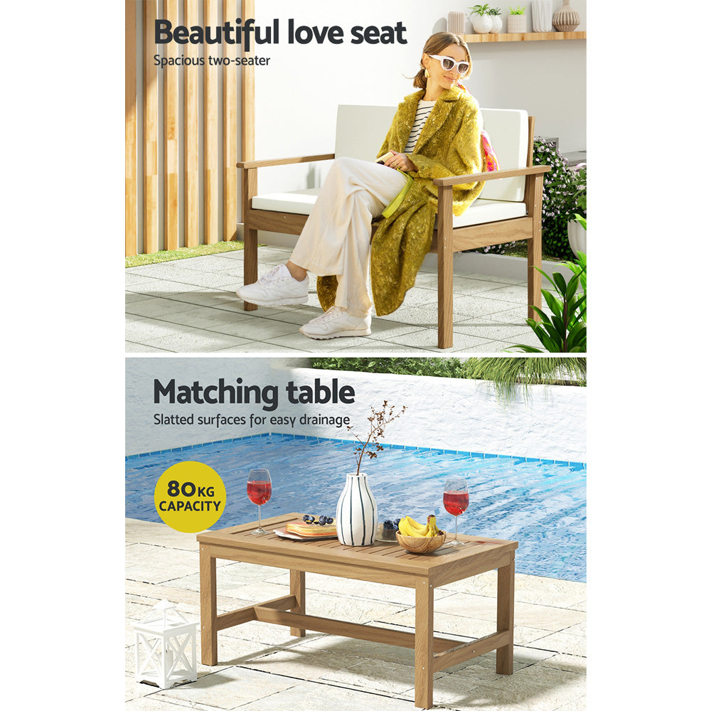 Marlook 4-Piece Outdoor Sofa Set Wooden Couch Lounge Setting