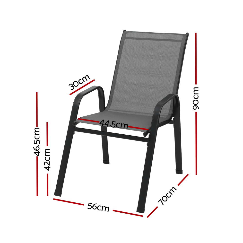 Marlook 6PC Outdoor Dining Chairs Stackable Lounge Chair Patio Furniture Grey