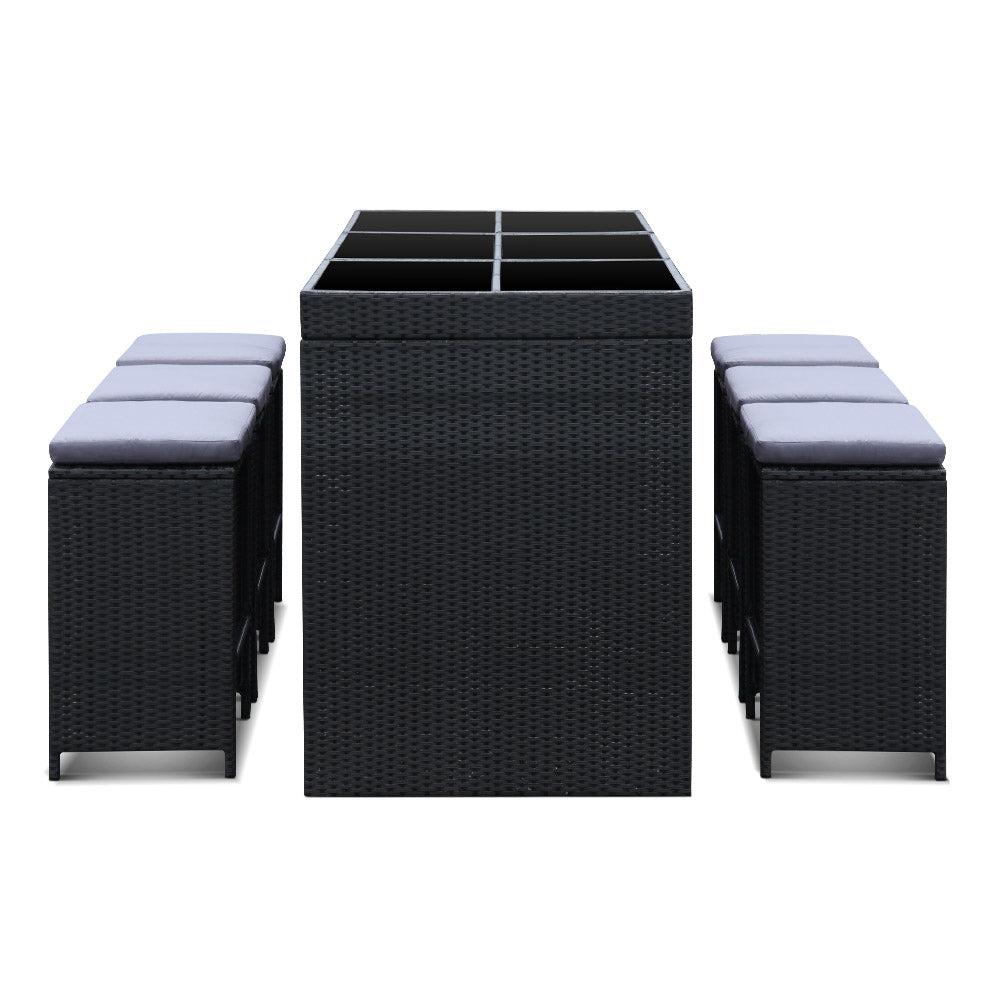 Marlook 7-Piece Outdoor Bar Set Dining Table Stools Wicker Patio Setting