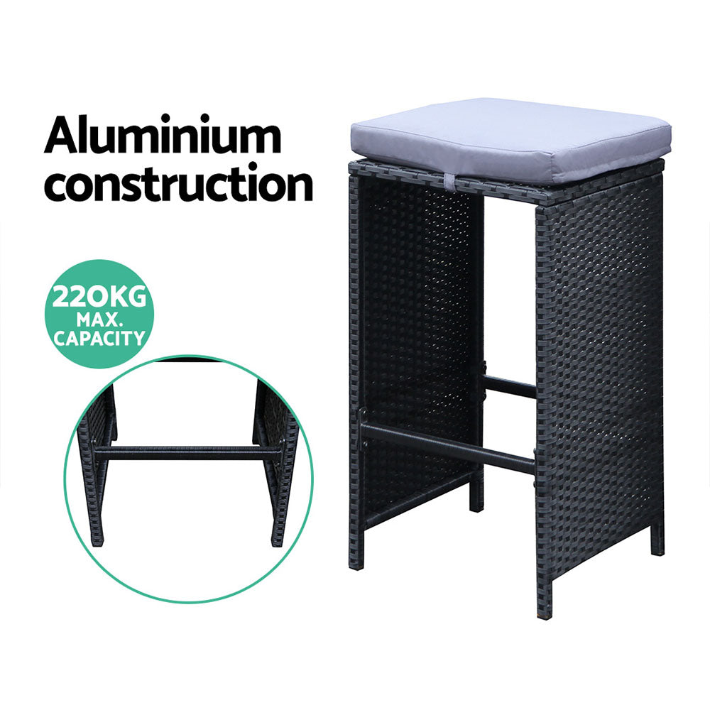 Marlook 7-Piece Outdoor Bar Set Dining Table Stools Wicker Patio Setting