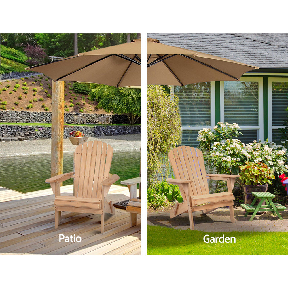 Marlook Adirondack Outdoor Chairs Wooden Beach Chair Patio Furniture Garden Natural Set of 2
