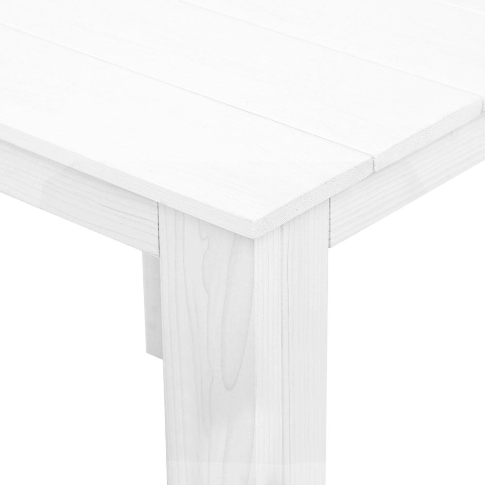 Marlook 3PC Adirondack Outdoor Table and Chairs Wooden Sun Lounge Beach Patio White