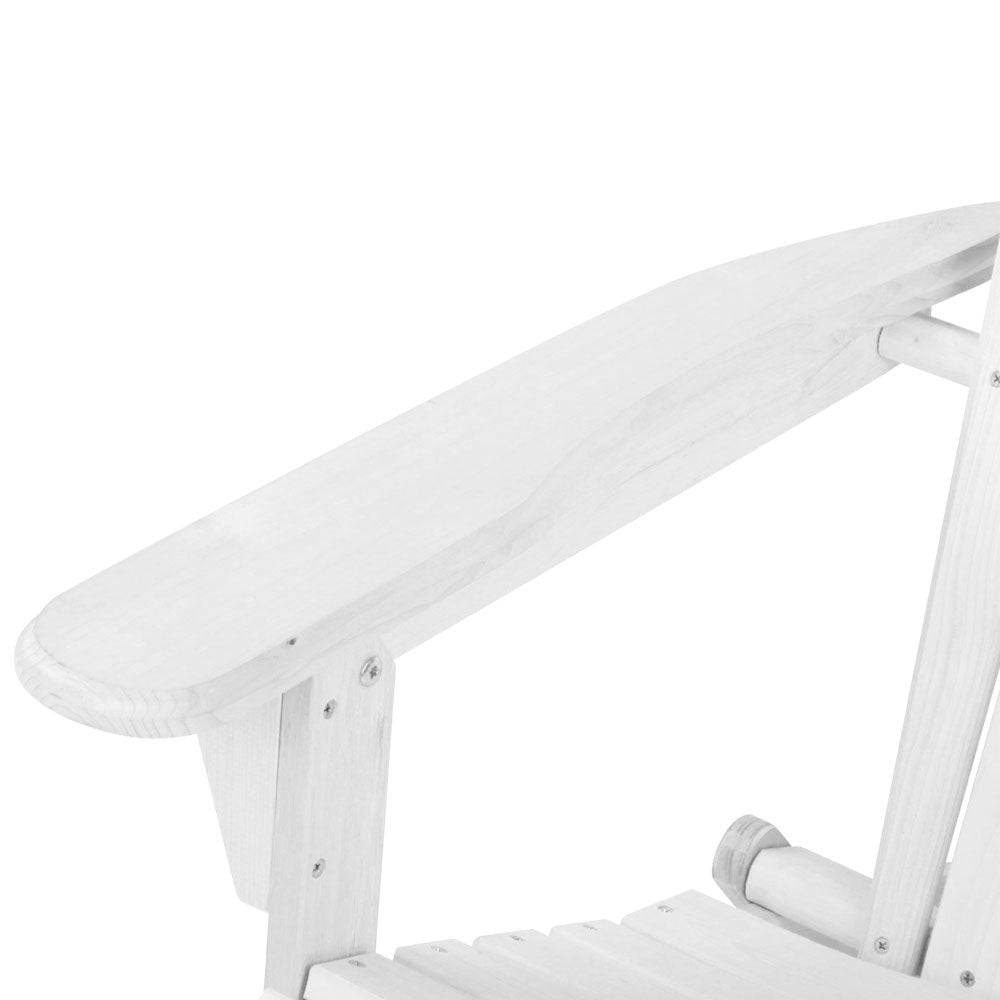 Marlook 3PC Adirondack Outdoor Table and Chairs Wooden Foldable Beach Chair White