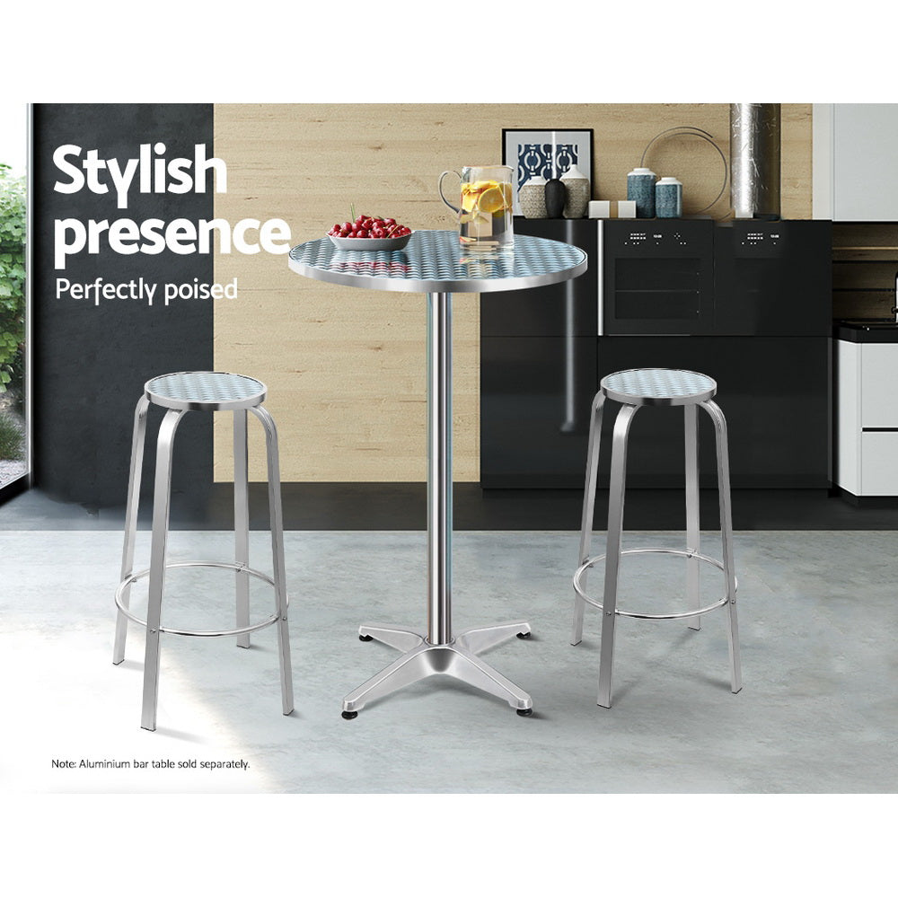 Marlook 2-Piece Outdoor Bar Stools Patio Indoor Bistro Aluminum Chairs