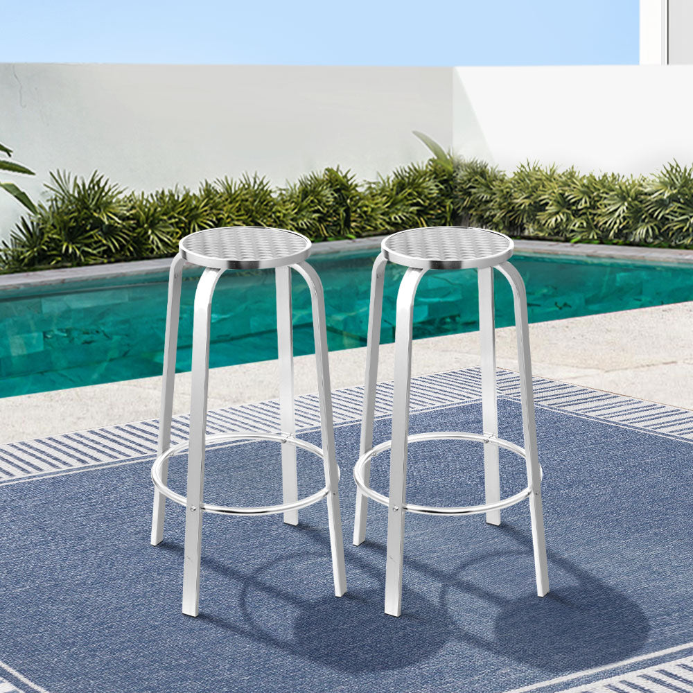 Marlook 2-Piece Outdoor Bar Stools Patio Indoor Bistro Aluminum Chairs