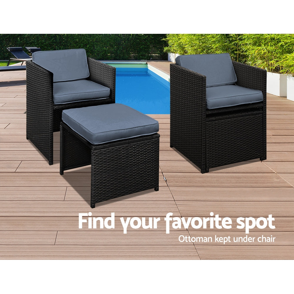 Marlook Outdoor Dining Set 11 Piece Wicker Table Chairs Setting Black