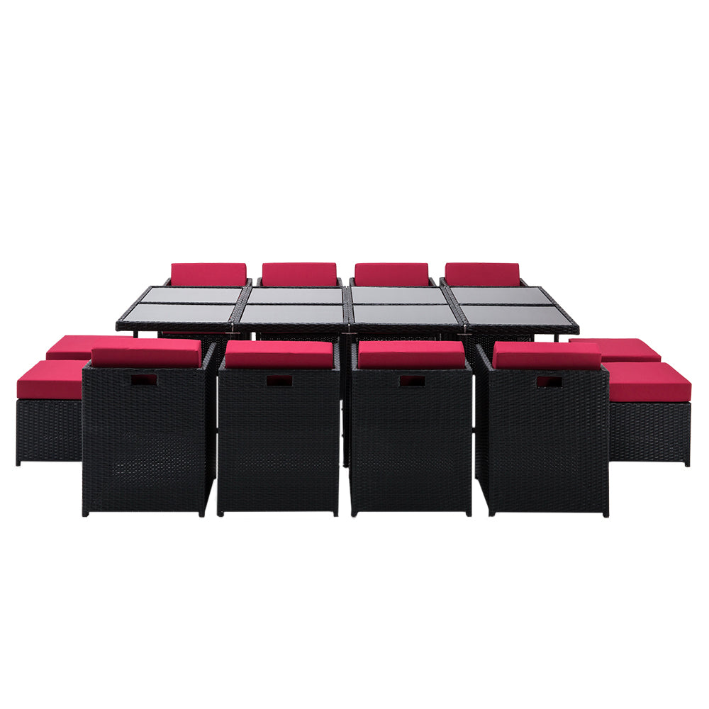 Marlook Outdoor Dining Set 13 Piece Wicker Table Chairs Setting Black