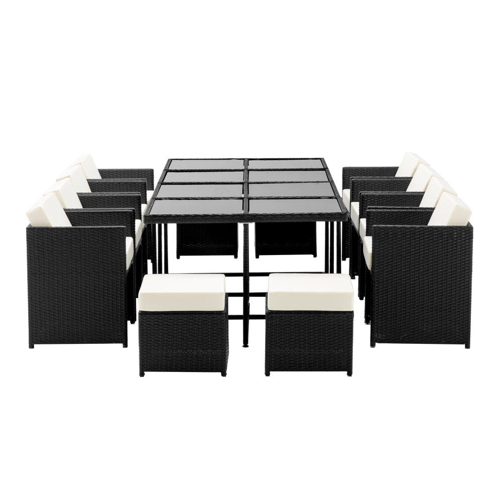 Marlook Outdoor Dining Set 13 Piece Wicker Table Chairs Setting Black