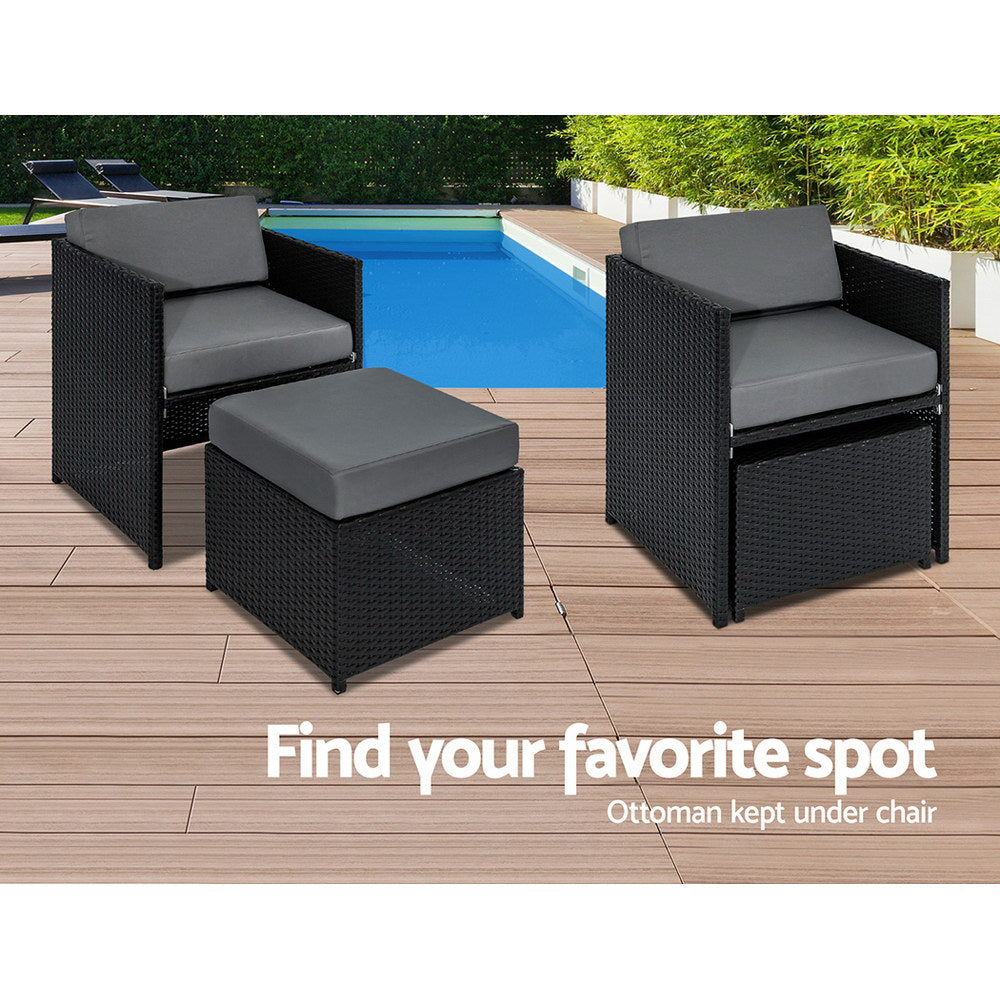 Marlook Outdoor Dining Set 13 Piece Wicker Table Chairs Setting Black