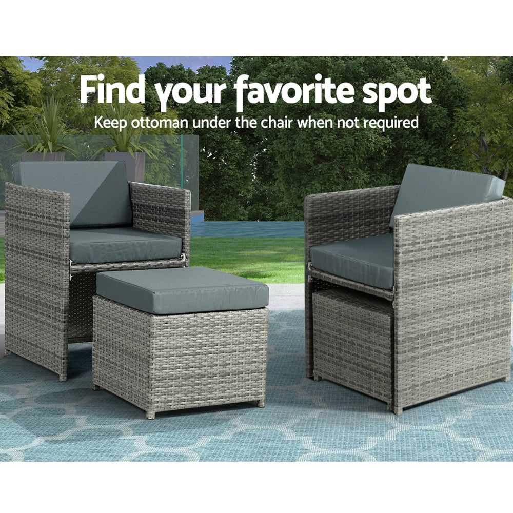 Marlook Outdoor Dining Set 13 Piece Wicker Table Chairs Setting Grey