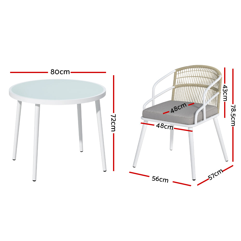 Marlook Outdoor Dining Set 5 Piece Aluminum Table Chairs Setting White