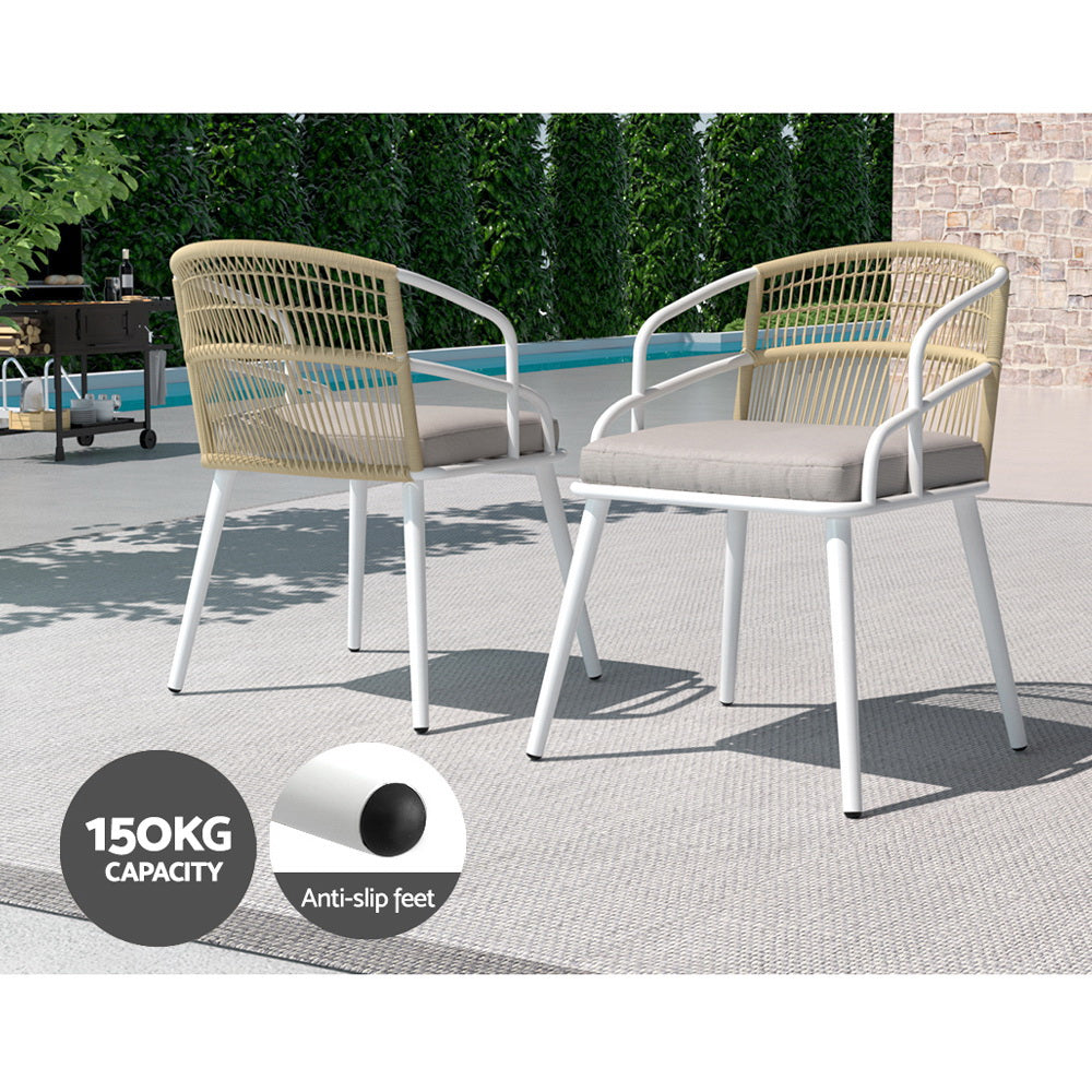 Marlook Outdoor Dining Set 5 Piece Aluminum Table Chairs Setting White