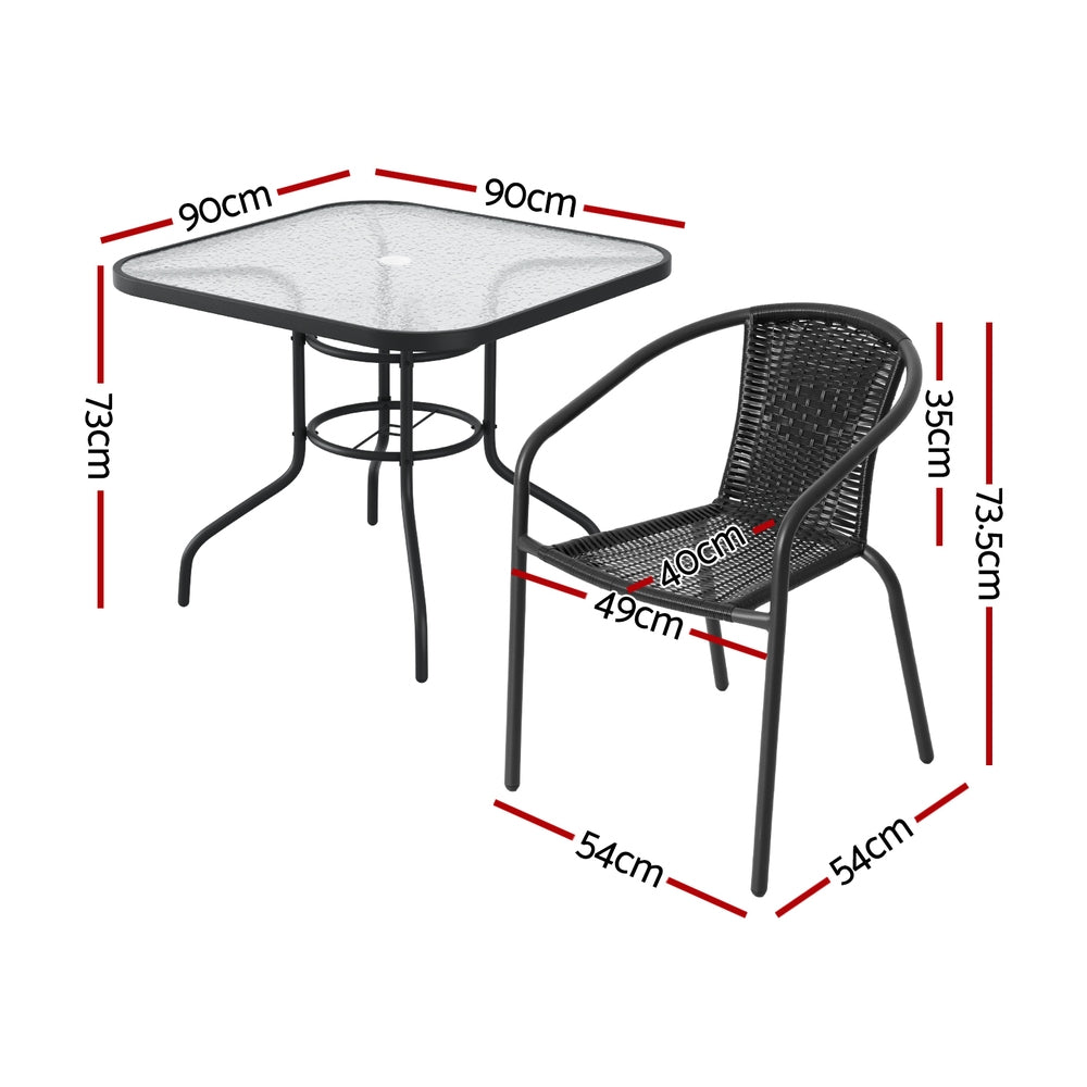 Marlook Outdoor Dining Set 5 Piece Steel Stackable Chairs Table Patio Furniture