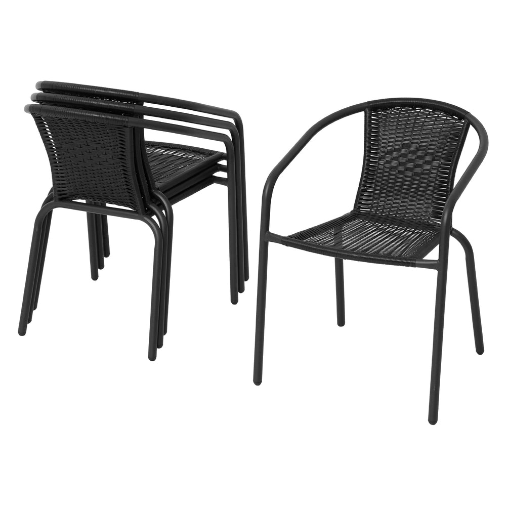 Marlook Outdoor Dining Set 5 Piece Steel Stackable Chairs Table Patio Furniture