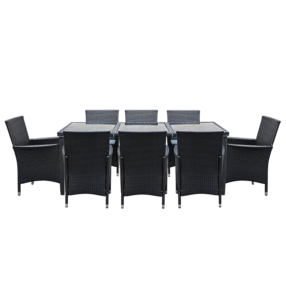 Marlook Outdoor Dining Set 9 Piece Wicker Lounge Setting Black