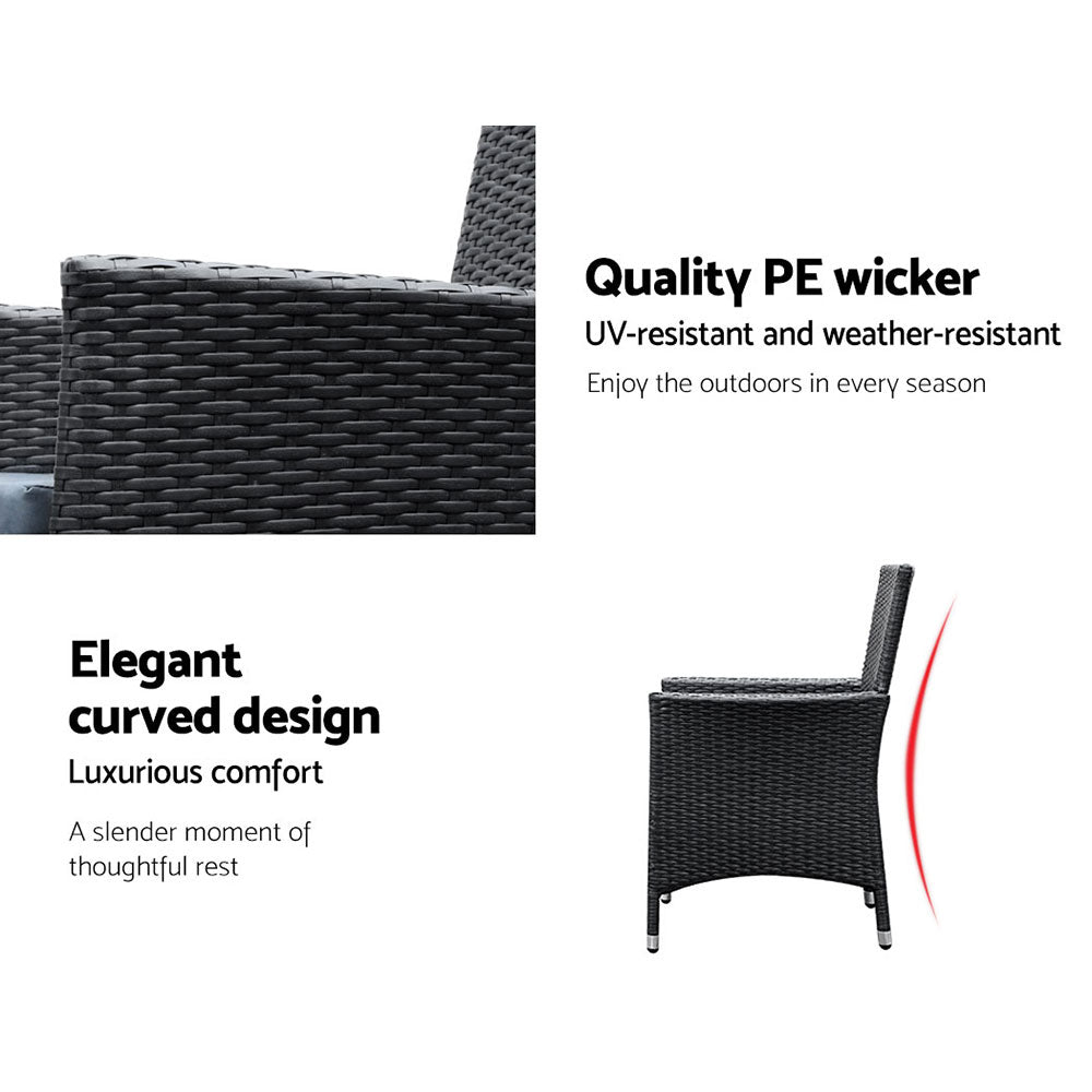 Marlook Outdoor Dining Set 9 Piece Wicker Lounge Setting Black