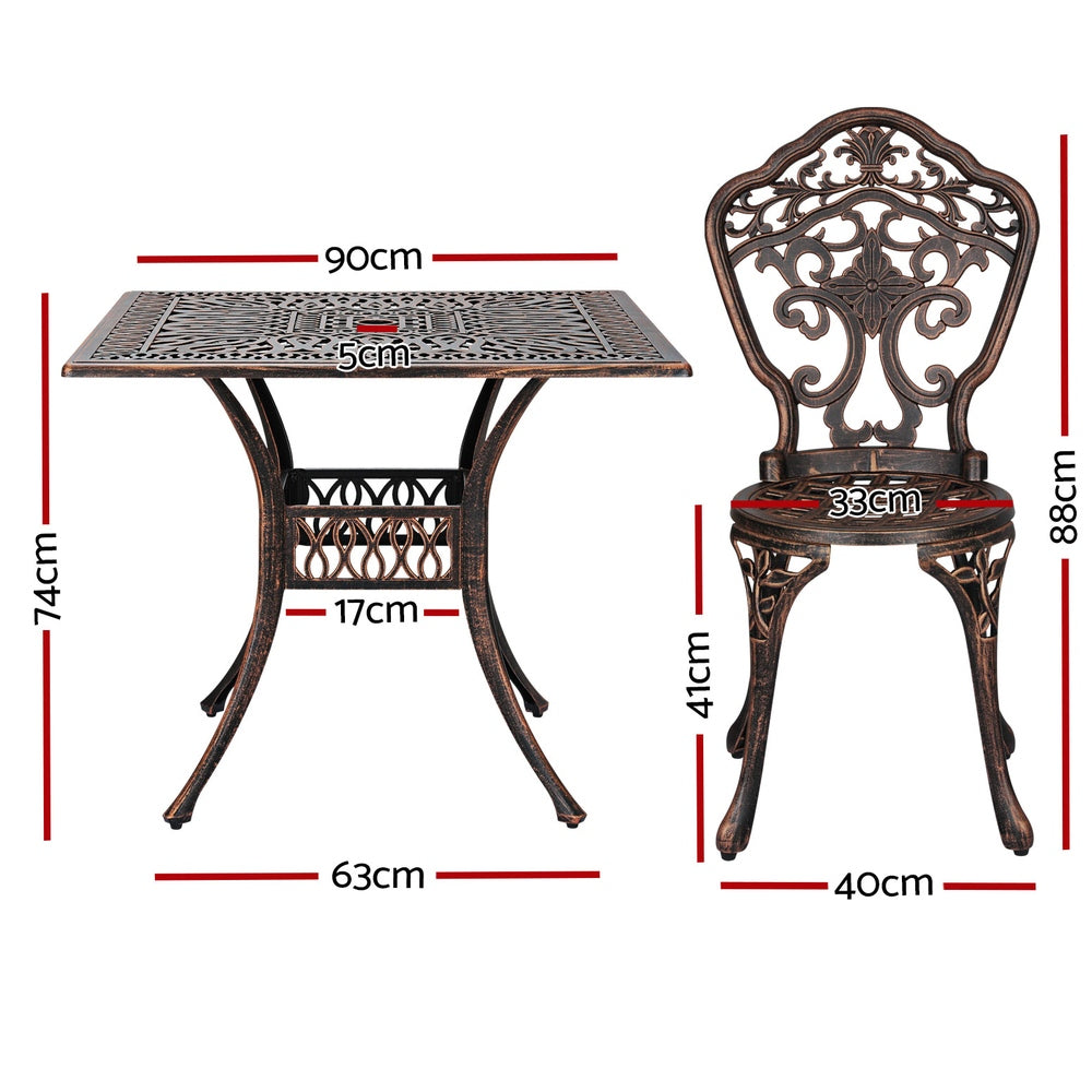 Marlook Outdoor Dining Set 5 Piece Chairs Table Cast Aluminum Patio Brown