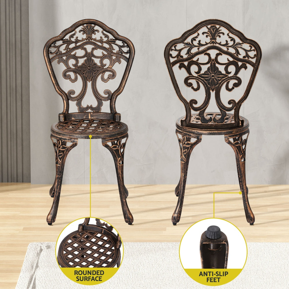 Marlook Outdoor Dining Set 5 Piece Chairs Table Cast Aluminum Patio Brown