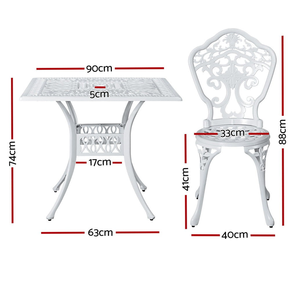 Marlook Outdoor Dining Set 5 Piece Chairs Table Cast Aluminum Patio White