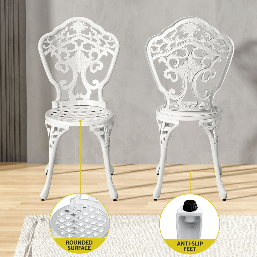 Marlook Outdoor Dining Set 5 Piece Chairs Table Cast Aluminum Patio White