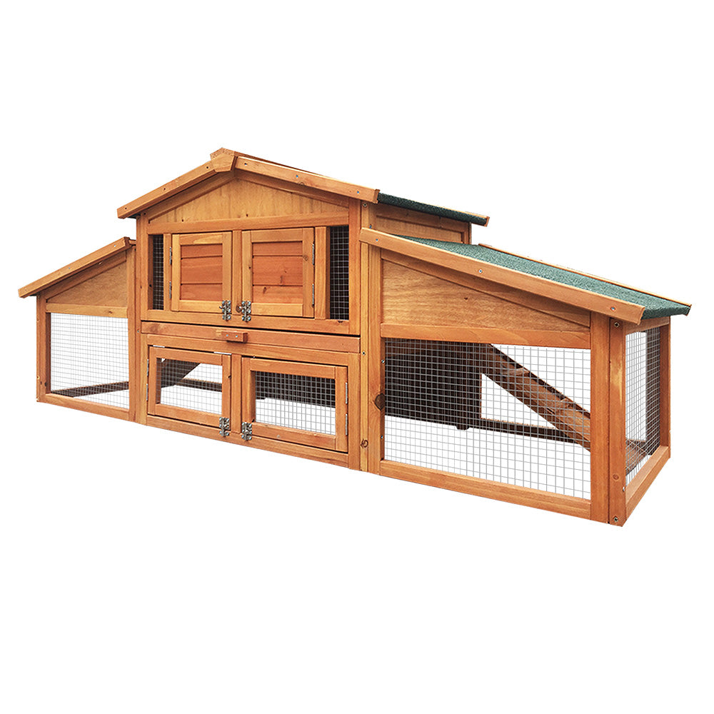 Marlook Chicken Coop Rabbit Hutch 169cm x 52cm x 72cm Large House Outdoor Wooden Run Cage