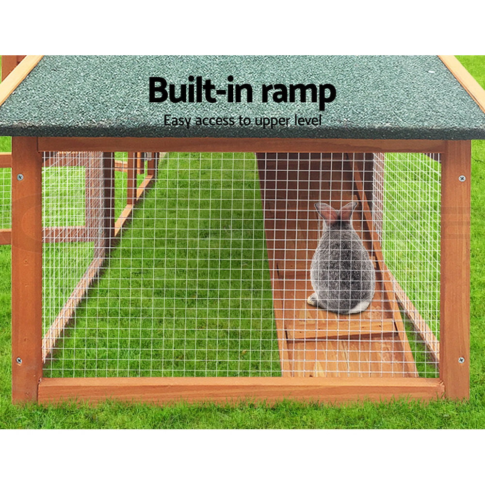 Marlook Chicken Coop Rabbit Hutch 169cm x 52cm x 72cm Large House Outdoor Wooden Run Cage