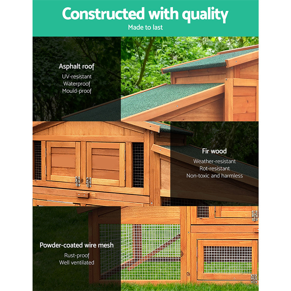 Marlook Chicken Coop Rabbit Hutch 169cm x 52cm x 72cm Large House Outdoor Wooden Run Cage